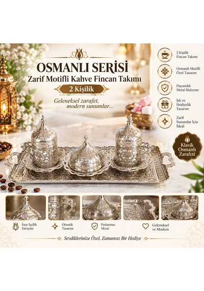 Osmanlı Motifli Türk Kahve Takımı