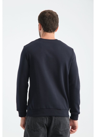 Shooter Sportwear Shooter Erkek Üç İplik Sweatshirt Regular Fit Pamuklu Bisiklet Yaka Günlük Spor Basic Lacivert