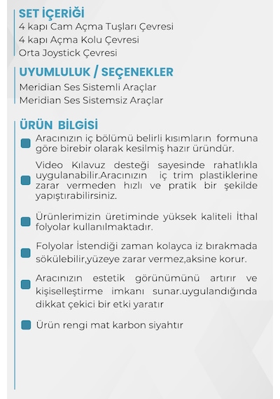 Togg T10x Uyumlu İç Trim Folyo Kaplama Set Meridianlı Uyumlu