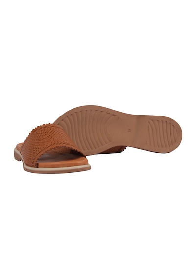 Napa Shoes Kadın Lazer Kesimli Perfore Düz Taban Rahat Terlik Napa-1204 Taba