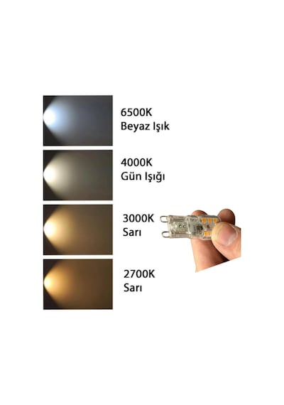 Osaka 3w Sarı Işık 3000k Dim Edilebilir G9 Duylu Led Kapsül Ampul, 6 Adet Standart