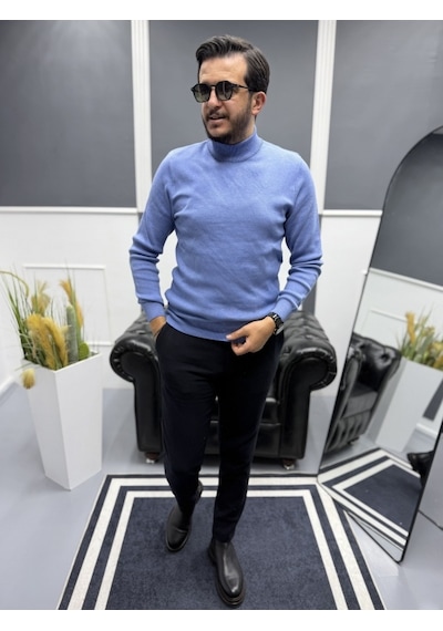 Avni Ceylan Modern Erkek Slim Fit Balıkçı Yaka %100 Pamuk Pike Örgü Triko Kazak M.saks/o.mavi Avni Ceylan Modern Erkek Slim Fit Balıkçı Yaka %100 Pamuk Pike Örgü Triko Kazak M.saks/o.mavi