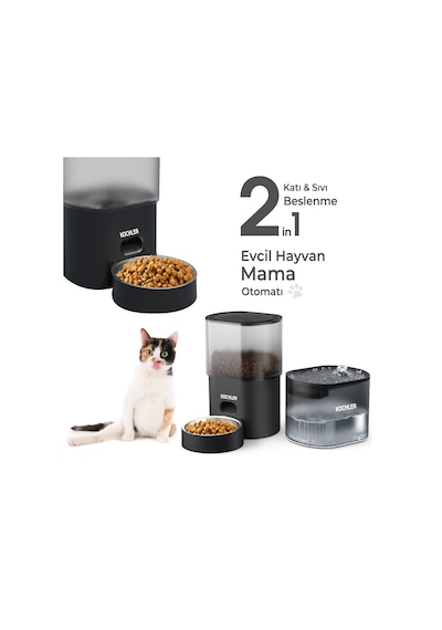 Akıllı Mama Ve Su Otomatı, 2,5 L Mama Hazneli Ve 3 L Su Kaplı, Wi-fi Ve Smart Life Uygulama Kontrollü, Kedi Ve Küçük Irk Köpekler İçin Otomatik Besley
