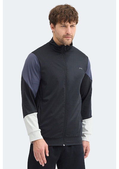 Slazenger Kylora Erkek Dik Yaka Fermuarlı Siyah Sweatshırt Siyah