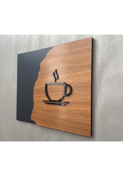 Luxury Black Wooden Serisi Çay Kahve Tabelası