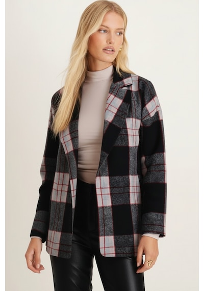 Armonika Kadın Füme Erkek Yaka Yanları Yırtmaçlı Oversize Ceket Arm-26k001009