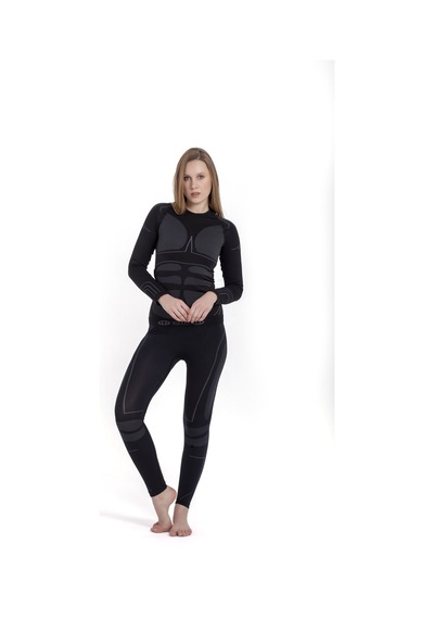 Oıl Company Unisex Hafif Kumaş Yüksek Isı Korumalı Termal İçlik Uzun Kollu Üst Siyah Siyah-01