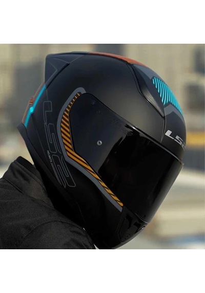 Ls2 Rapid 2 Extra Full Face Motosiklet Kaskı Şeffaf + Siyah Vizörlü Mat Gri - Neon Turuncu