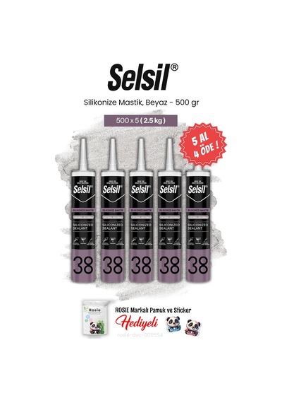Selsil 5 Al 4 Öde Silikonize Mastik, 500 Gr, Beyaz Ve Rosie Pamuk