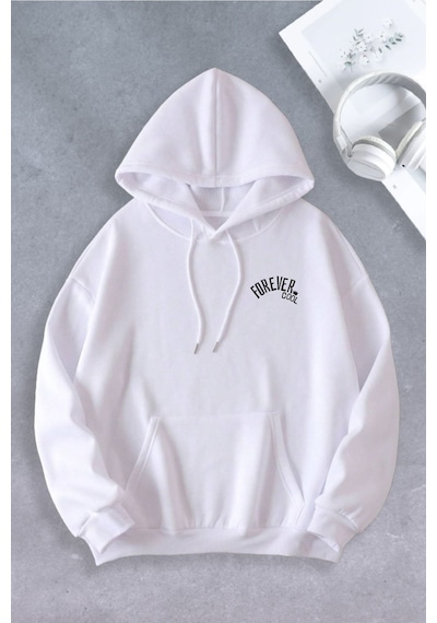 Nevermind Unisex Kadın Erkek Forever Cool Oversize Sweatshirt Beyaz