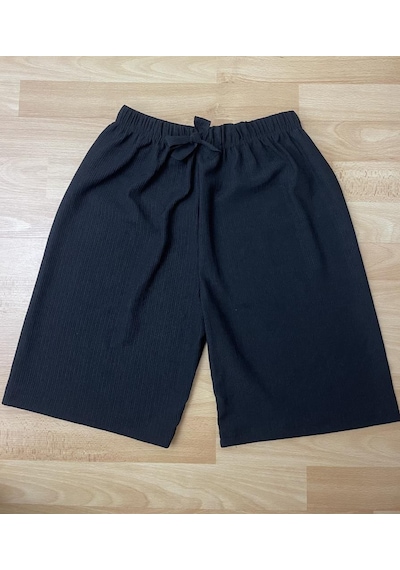 Betimoda Kadın Beli Lastikli Bol Paça Oversize Bürümcük Kumaş Şort 001
