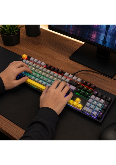 Kablolu Mekanik Gaming Klavye Rgb Aydınlatmalı Blue Switch Tam Boy Türkçe Q 26 Tuş Anti-ghosting