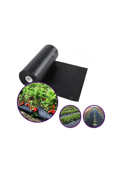 Çilek Mulch Naylonu 50 Cm X 1000 Metre Siyah Taban Örtüsü Pidok Çilek Mulch 30 Micron Uv Li Sebze Naylonu 0