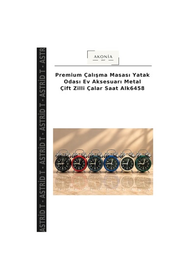 Premium Çalışma Masası Yatak Odası Ev Aksesuarı Metal Çift Zilli Çalar Saat Alk6458 Çok Renkli