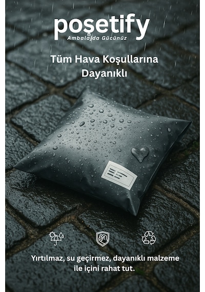 Cepsiz Kargo Poşeti 18x27,5x5 Cm 5000 Adet E-ticaret Poşeti Gri Yapışkan Bantlı Kargo Zarfı