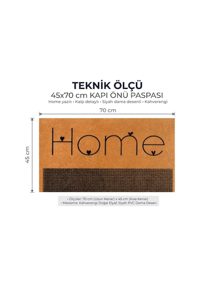 Coco Cc021a Home Desenli Kalın Kaymaz Taban Nem Alıcı Şık Tasarım Kapı Önü Paspası 45x75 Cm Bej