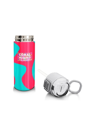 Coral High Kids Neon Mercan Turuncu Desenli Pipetli Ve Direkt İçim Çelik Termos 500 Ml 31885 Neon Mercan