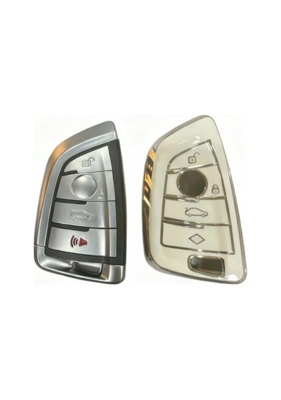 Autohan Keys Bmw G30, G20, G10, G40 Akıllı Anahtar İçin Yüksek Kalite Silikon Koruma Kılıfı, Beyaz Altın, Nano