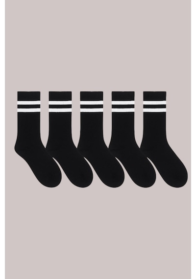 Hitit Socks Unisex 5 Çift Premium Kalite Yüksek Pamuklu Kolej Çorap Siyah