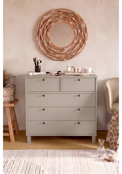 Yurudesign Nord Şifonyer 5 Çekmece Ahşap Ayaklı Kumsal Nd3-co