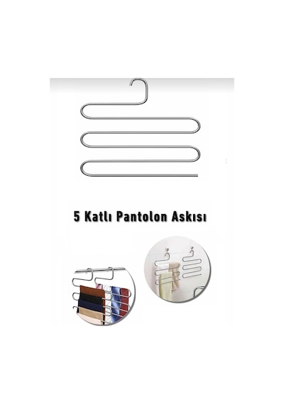 Dolap Içi 5 Katlı Pantolon Eşarp Şal Askısı Akıllı Askı Metal 35 X 50 Gümüş Diğer