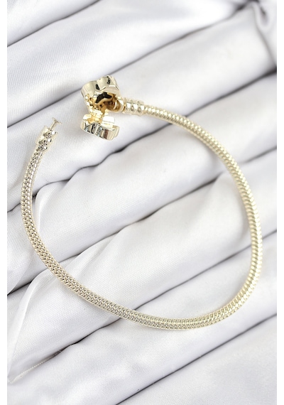 Pirinç Charm Zirkon Taşlı Yonca Model Gold Renk Kadın Bileklik 6421836
