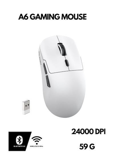 Freewolf A6 Kablosuz Oyuncu Mouse Paw3311 1000 Hz 24000 Dpı Profesyonel Bluetooth Üç Modlu Bağlantı -