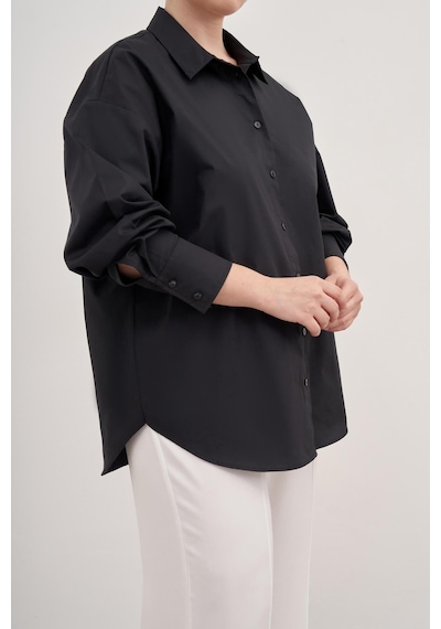 Basic Poplin Gömlek Siyah