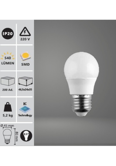 6w Top Led Ampul 6500k E27 Beyaz Işık Noas Led Ampul