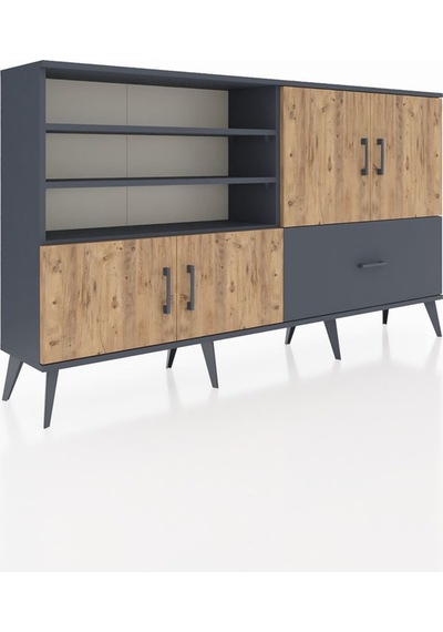 Arges Konsol 5 Raflı Tek Çekmeceli 4 Kapaklı 176x30x99 Antrasit-ç Antrasit-çam/antrasit Arges Konsol 5 Raflı Tek Çekmeceli 4 Kapaklı 176x30x99 Antrasit-ç Antrasit-çam/antrasit
