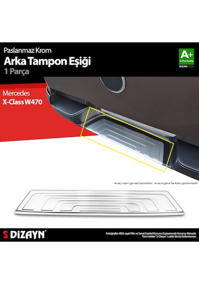 S-dizayn Mercedes X-class Krom Arka Tampon Eşiği 2017 Üzeri A+ Kalite