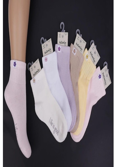 Kıpırık Baby 3'lü Kız Çocuk Basic Bej Pembe Beyaz Soket Çorap-1329 Pembe