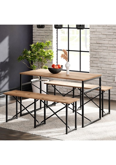 Masa Takımı Bench Bank Masa Seti 120x60  Masa Mutfak Masası Yem