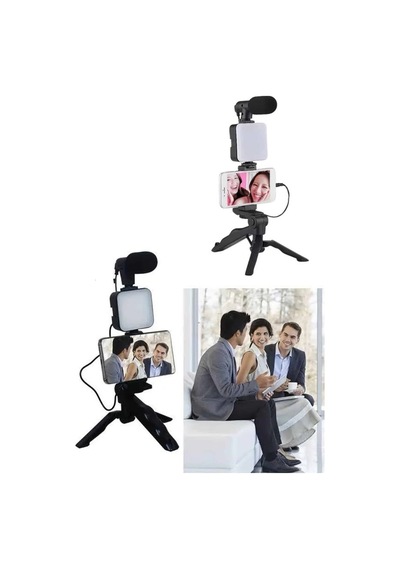Mey İthalat Telefon Tutucu Led Işıklı Kumandalı Mikrofon Telefon Vlog Video Kayıt