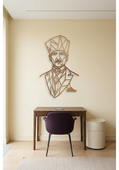 Atatürk Çizgi Metal Duvar Tablosu - Duvar Sanatı - Duvar Dekoru - Bronz