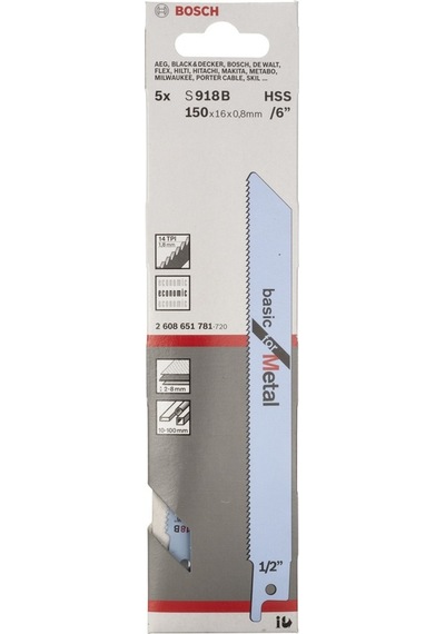 Bosch S 918 BF Basic For Metal 5'Li Panter Testere Bıçağı - 2608651781