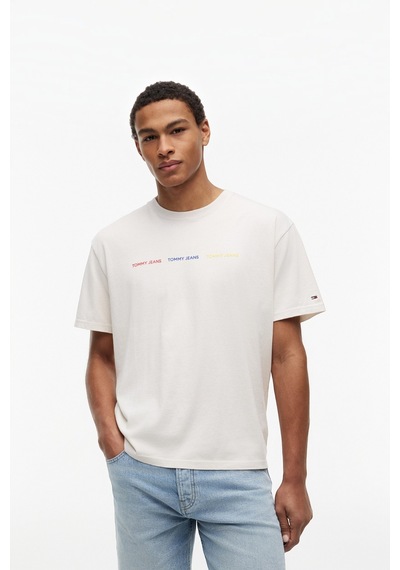 Tommy Hilfiger Tjm Reg Tj Repeat Ss Tee Erkek Beyaz T-shirt - Dm0dm23180