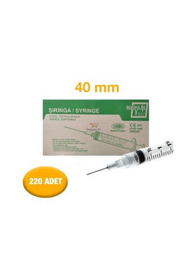 Berika 2 ML Dental Enjektör Kilitsiz Kısa Uç 0.40 x 40 MM 27 G 220 Adet
