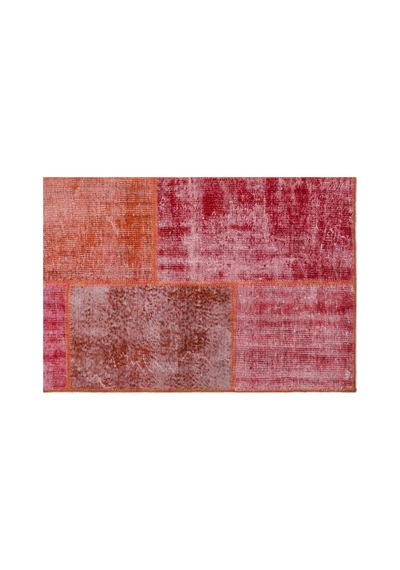 El Dokuması Patchwork Vintage Yün-pamuk Kırmızı Halı 26379 160 X 230 Cm