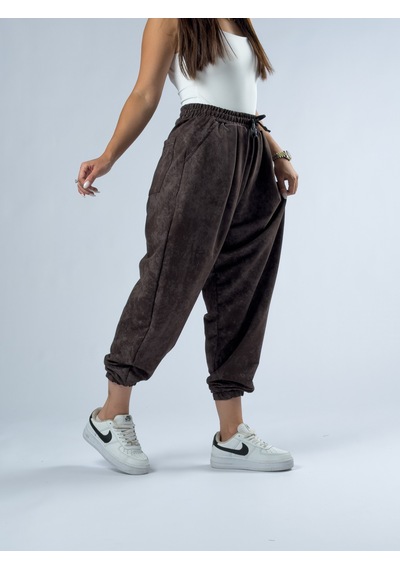 Cocopelli Kahverengi Baskılı Kadın Jogger Pantolon Coc3333