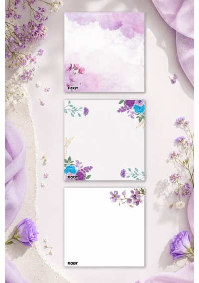 Çiçek Bloknot - 9 9 Cm Ebat- 50 Yaprak - Notepad - Memopad - Çizgisiz Not Kağıdı- To Do List - 3574