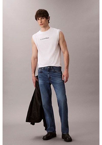 Calvin Klein Erkek Regular Fit Yazı Baskılı Pamuklu T-shirt - Beyaz 4114632