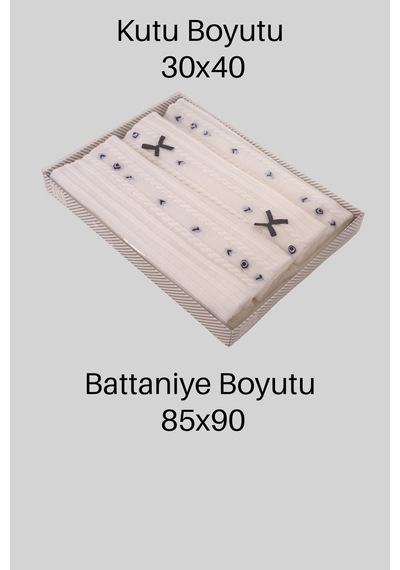 Sevil Nazar Boncuğu Desenli Triko Bebek Battaniyesi 85 90 Cm 1013 Beyaz
