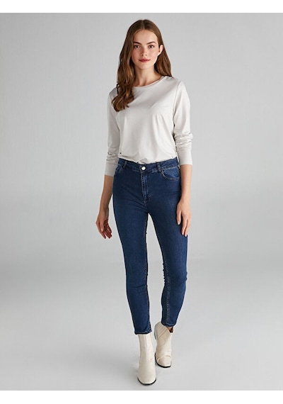 Faik Sönmez Yüksek Bel Bilek Boy Skinny Jean Pantolon 00030 001