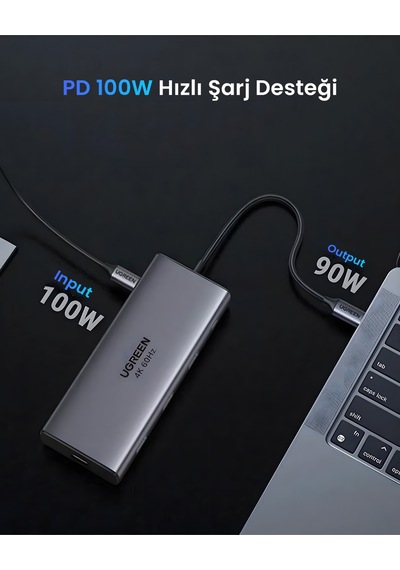 Ugreen Revodok Pro 10-in-1 1xusb-a 3.0, 1xusb-a 3.2 10gbps, 2xusb-c 3.2 10gbps, 1xusb-c Pd 100w, 2xhdmı 4k/60hz, Sd, Tf, Rj45, 45380