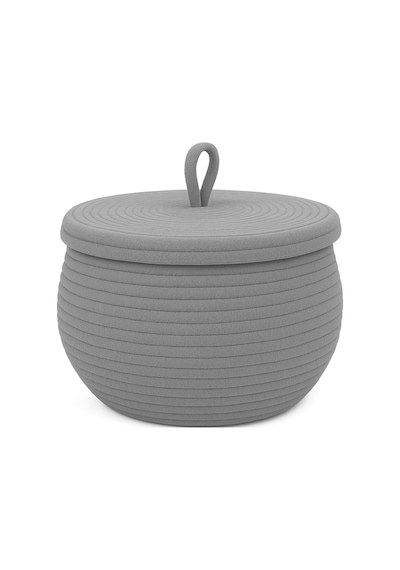Mavaux Mutfak, Banyo Ve Ev İçin Halat Hasır Sepet 17x21 Cm Kapaklı Saklama Sepeti Honeypot Gri