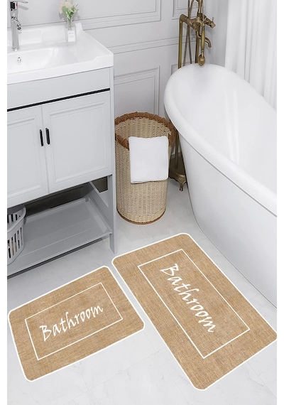 Eliana Home Dijital Baskı 2'li Banyo Paspas Takımı Lna5289 100x60 Ve 60x50 Cm Beyaz