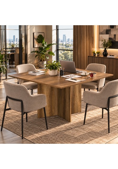 Rio Ofis Toplantı Masası - Oslo Ceviz 120x75x120 Cm