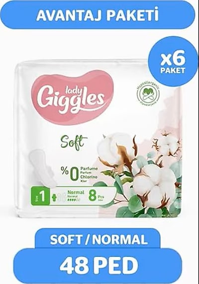 Giggles Lady Soft Hijyenik Ped Gece 6x8 Paket 48 Adet L