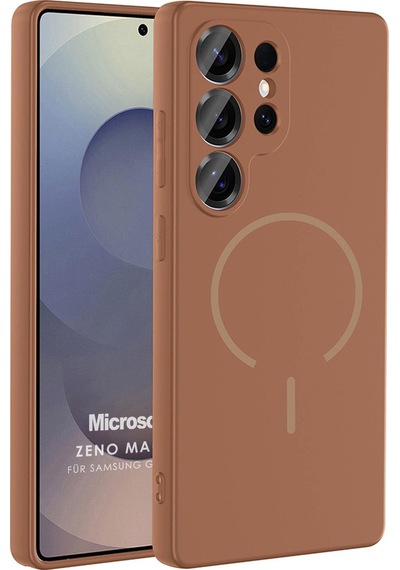 Microsonic Samsung Galaxy Uyumlu S24 Ultra Kılıf Zeno Magsafe Kahverengi -
